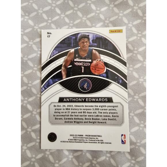 Anthony Edwards 2022-23 Panini Prizm #17 - Dominance - Minnesota Timberwolves - Picture 2 of 2